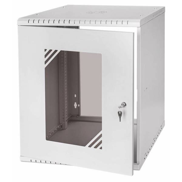 Стоечный шкаф 19" 12U, стеклянная дверь, 450мм, серый