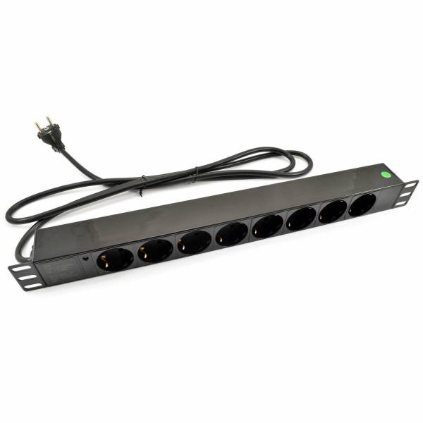 SCHUKO PDU 19" 1U 8-портовая (EU) панель с EU штекером