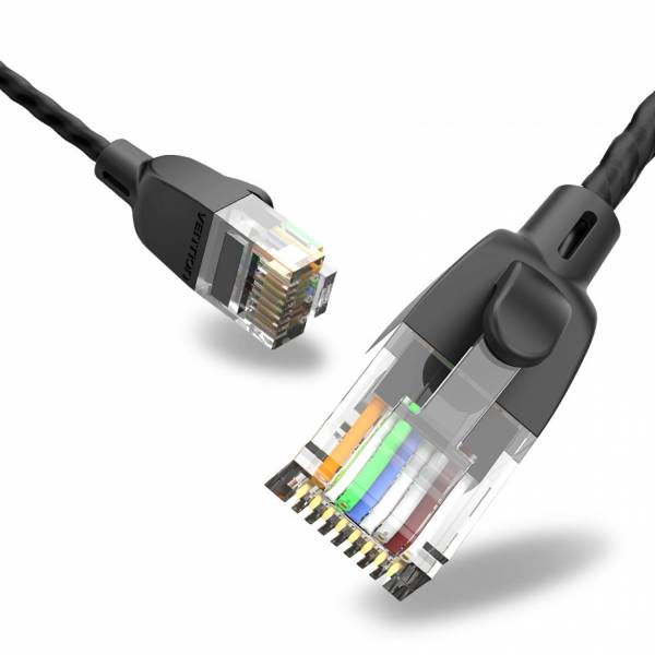 Тонкий патч-корд UTP Cat6A 1м желтый