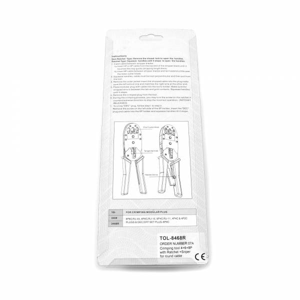 Инструмент для обжима коннекторов RJ45 RJ12 RJ11, TOL-8468R