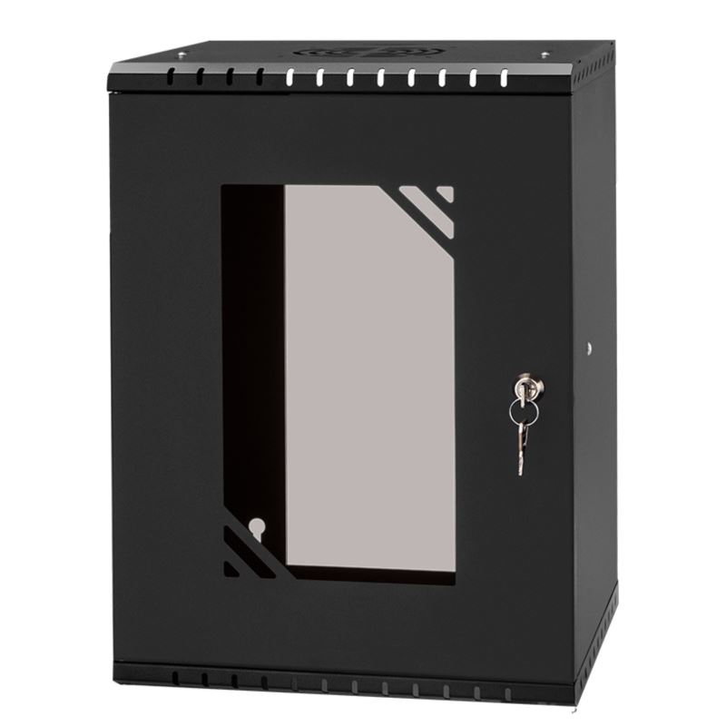 Стоечный шкаф 10" 9U, стеклянная дверь, 300мм, черный