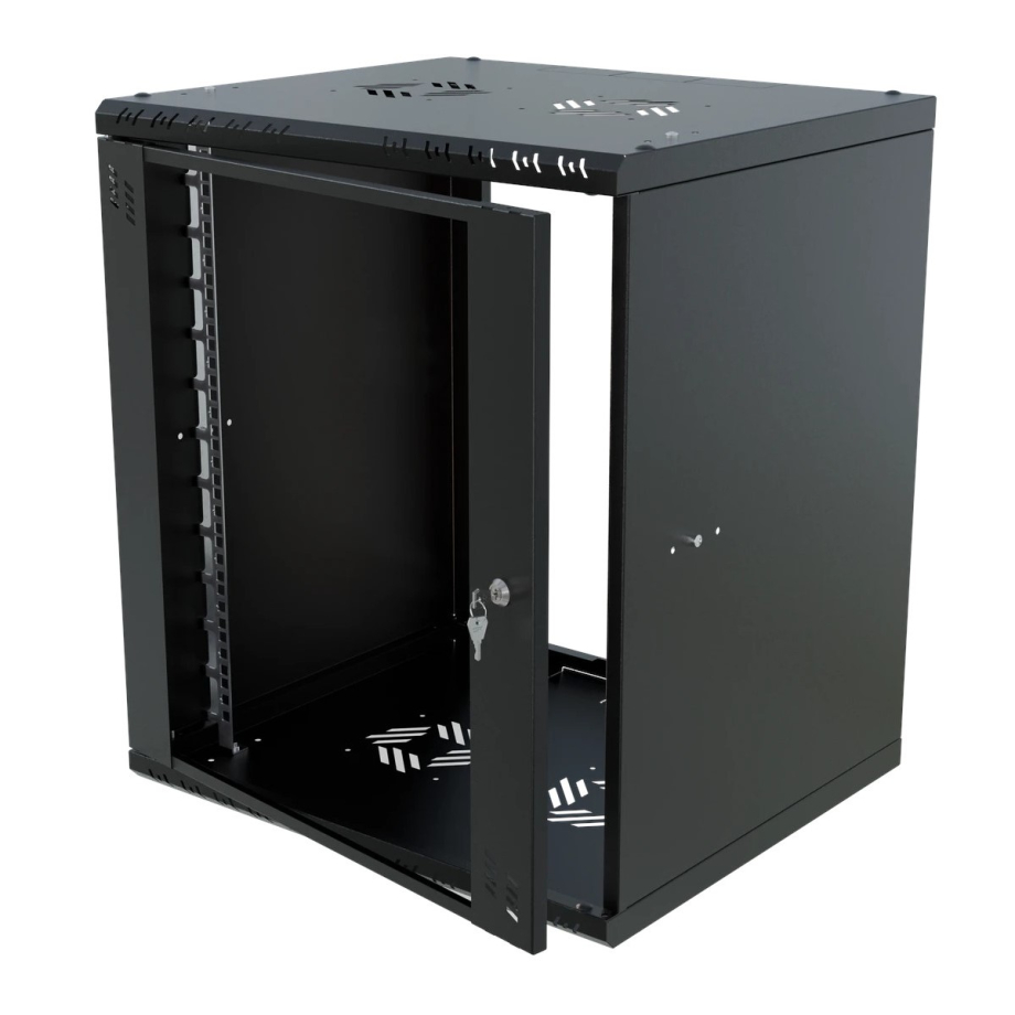 Стоечный шкаф 19" 12U, стеклянная дверь, 450мм, черный