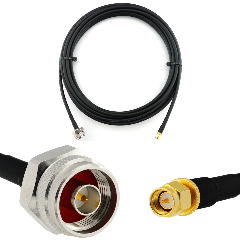 SMA Male / N Male Hex 15м коаксиальный кабель — HF240 (эквивалент LMR240)