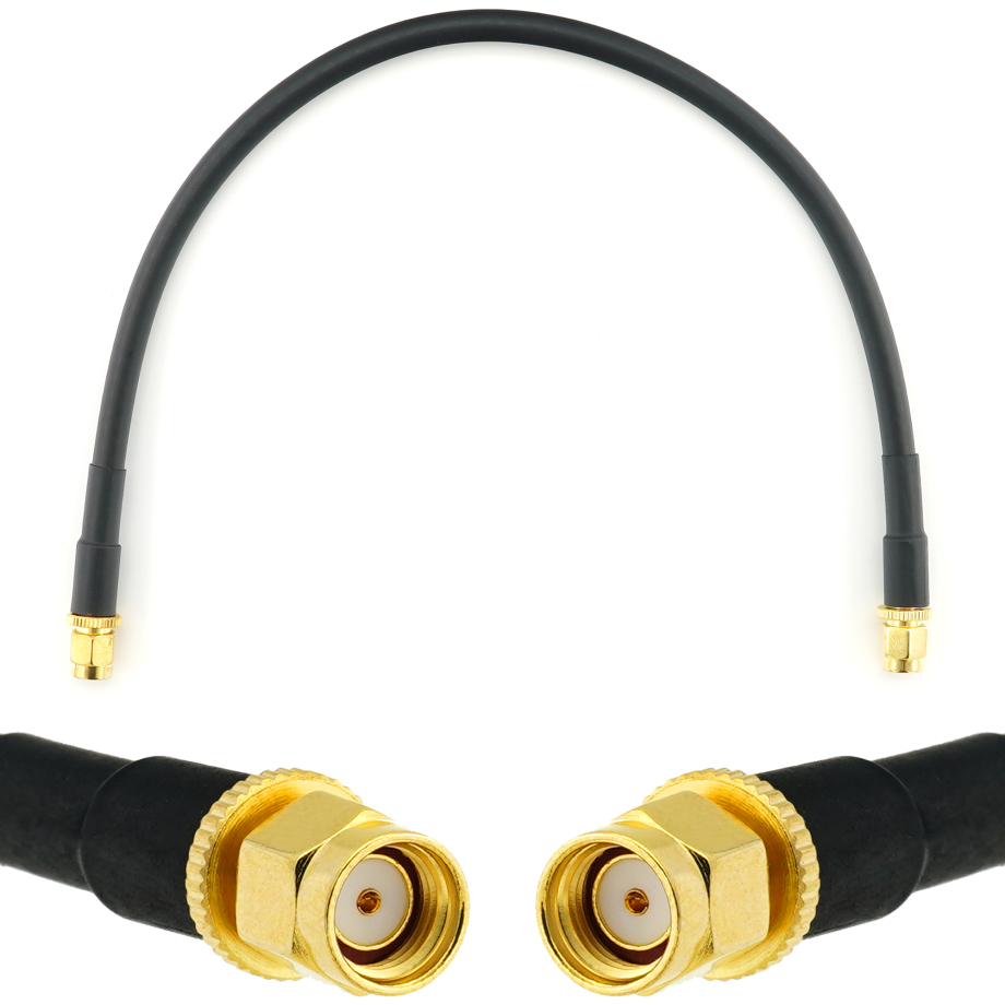 RP-SMA Male / RP-SMA Male 30см коаксиальный кабель — HF240 (эквивалент LMR240)