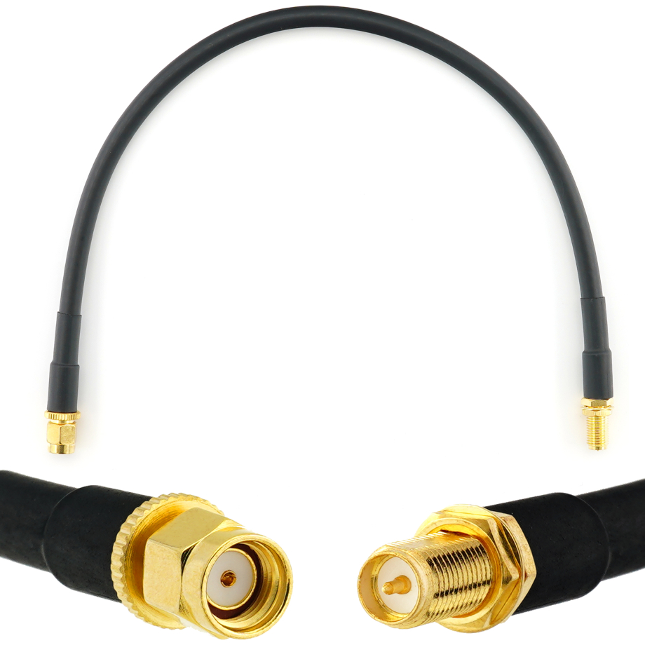 RP-SMA Male / RP-SMA Female 30см коаксиальный кабель — HF240 (эквивалент LMR240)
