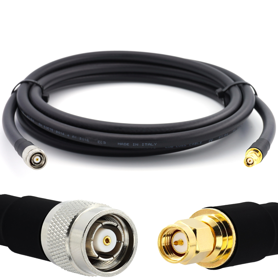 SMA Male / RP-TNC Male 20м коаксиальный кабель — эластичный HF-400-UF (эквивалент LMR400 UF UltraFlex)