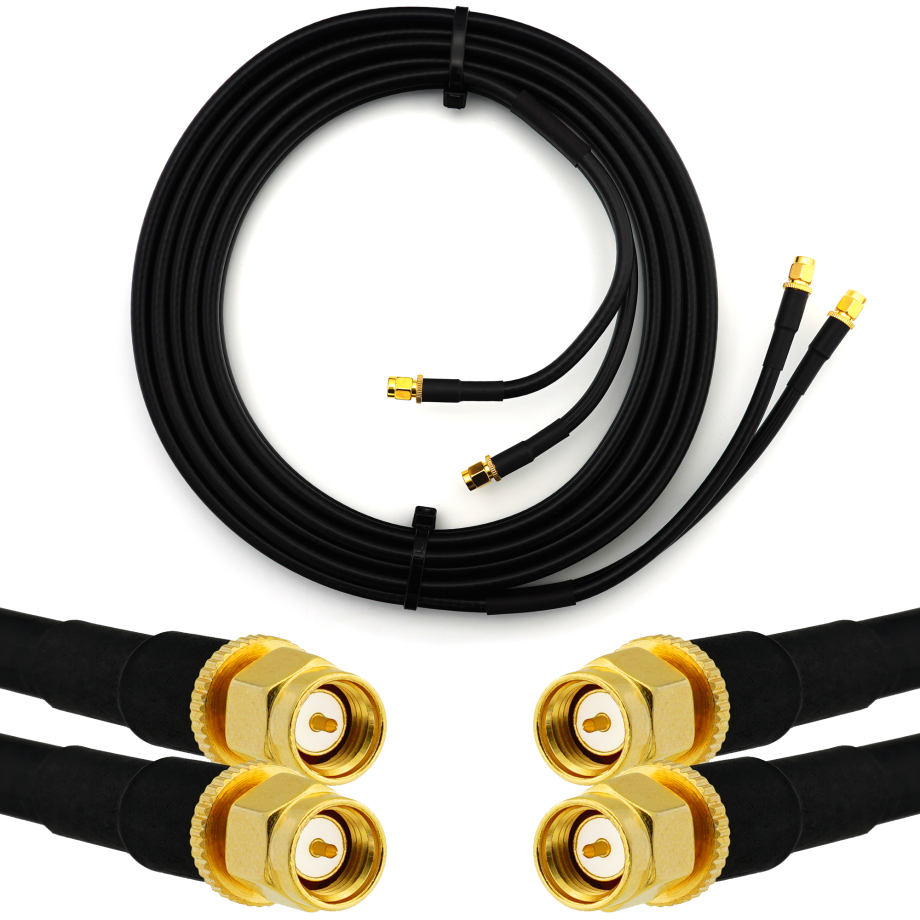 SMA Male / SMA Male 5м двойной коаксиальный кабель — HF240 (эквивалент LMR240)