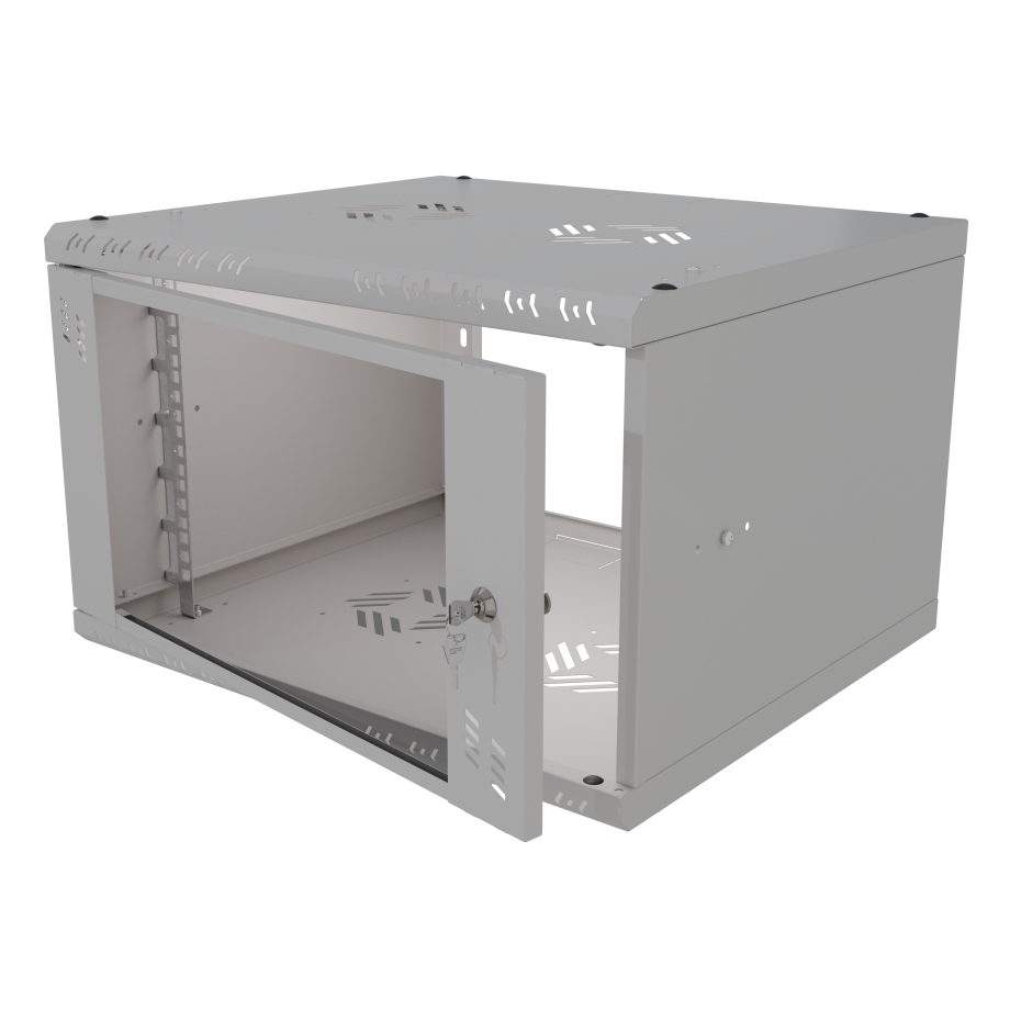 Стоечный шкаф 19" 6U, стеклянная дверь, 450мм, серый