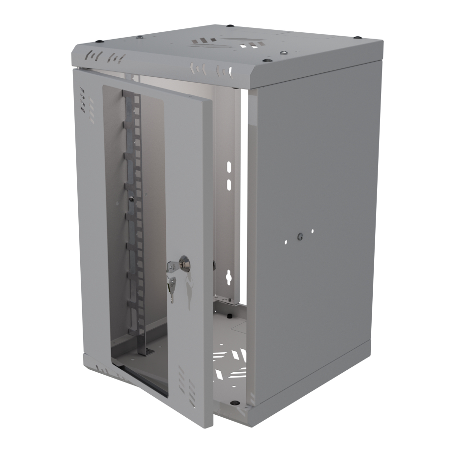 Стоечный шкаф 10" 6U, дверь со стеклом, 300мм, серый